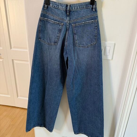 Zara The High Waist Crossover Waist Wide Leg Full Length Jeans 4 - Picture 10 of 16